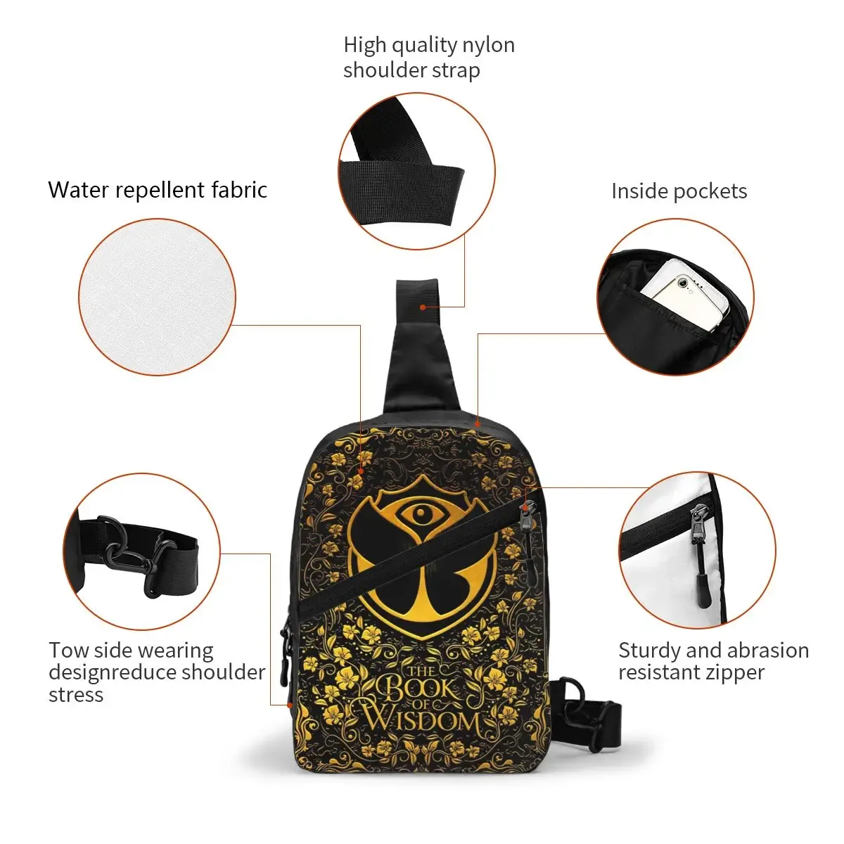 tomorrowland festival de danse électronique sling sac à dos à bandoulière hommes sac à bandoulière personnalisé pour voyage randonnée sac à dos