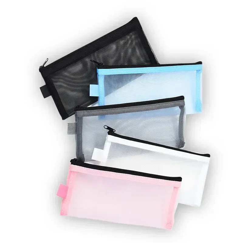 étui de voyage pour pinceaux de maquillage, trousse de toilette cosmétique, organisateur pour hommes et femmes, outils de beauté, pochette en maille à fermeture éclair, rangement de lavage, trousse à crayons