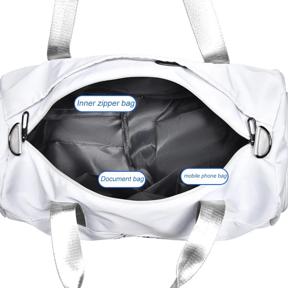 sac voyage nylon noir forme ovale poignée amovible compartiment chaussures poche etanche usage sport week-end