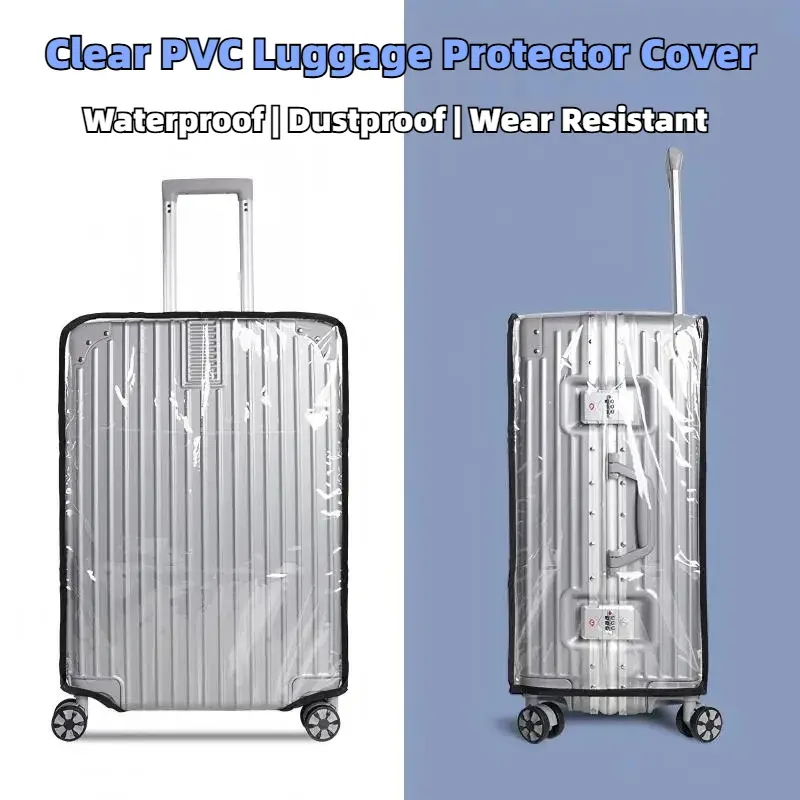 protecteur de valise transparent en pvc imperméable, housse anti-poussière résistante à l'usure pour bagages à roulettes de 20 à 28 pouces