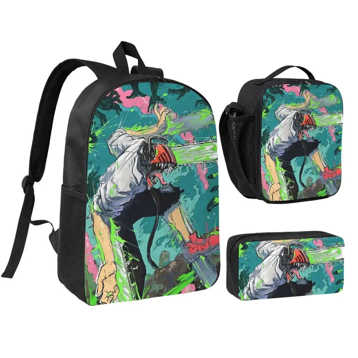 sac dos polyester noir motif graphique format rectangulaire bandoulière grande capacité voyage école université travailler transport documents ordinateur portable luncheon sac crayons