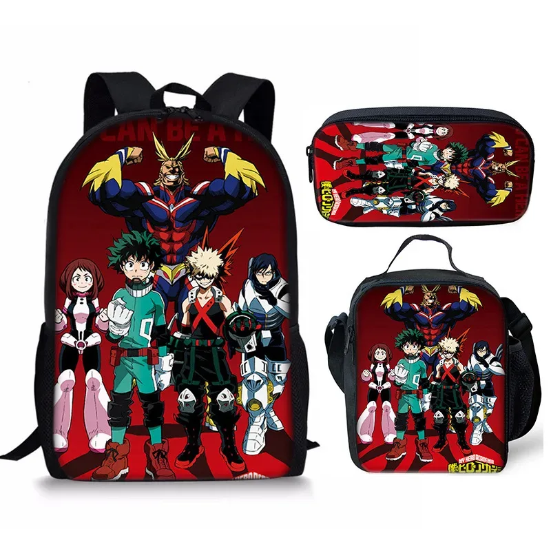 sac à dos my hero academy, ensemble de trois pièces, sac à bandoulière my hero academy, trousse à crayons