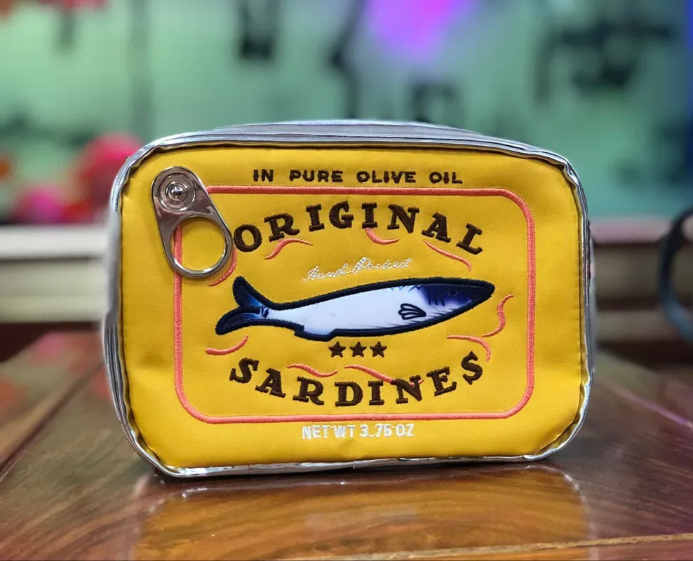 sacs à cosmétiques de voyage sardines en conserve, trousse de toilette créative, portable, mignon, grande capacité, fermeture éclair, multifonction pour week-end, vacances