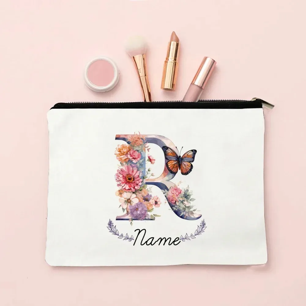 pochette de maquillage personnalisée avec initiale et nom pour femmes, sacs à cosmétiques a-z, trousse de toilette de voyage pour filles, cadeau de mariage ou d'anniversaire pour elle