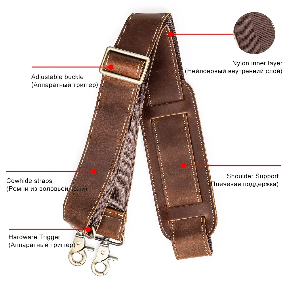 sangle de sac en cuir véritable réglable de 127cm de long, sangle de sac à bandoulière solide, sangle de sac initiée par le messager, accessoires de remplacement