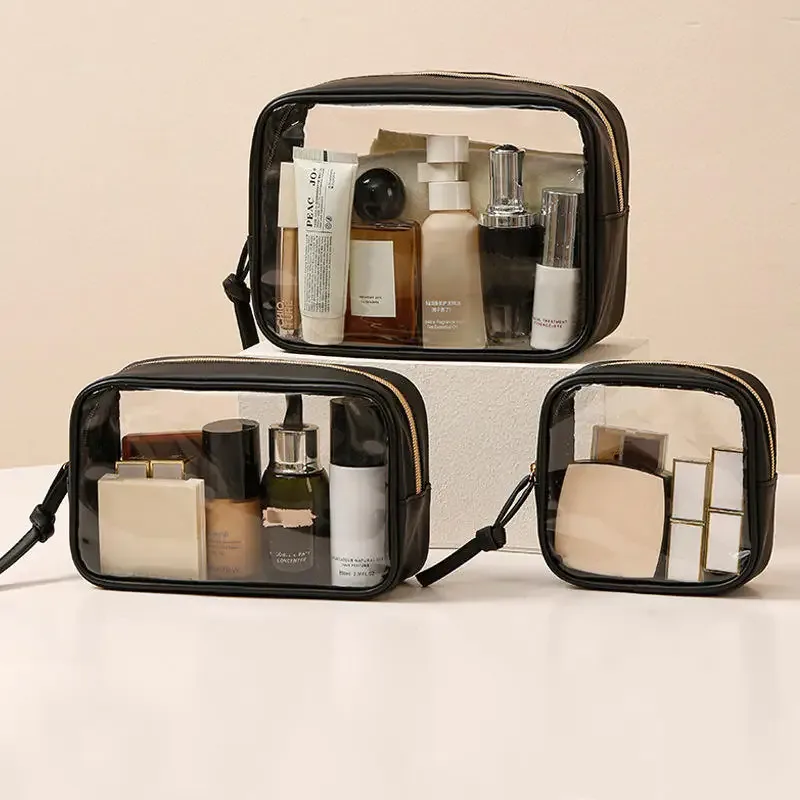 sac de rangement transparent, 1 pièce, trousse de maquillage transparente, trousse de toilette, kit de voyage polyvalent, organisateur portable anti-poussière de grande capacité