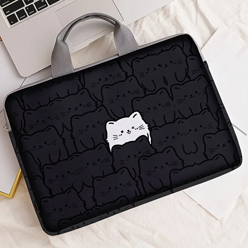 sacoche polyester chat noir motifs chats graphiques protection ordinateur portable voyage business école université travail