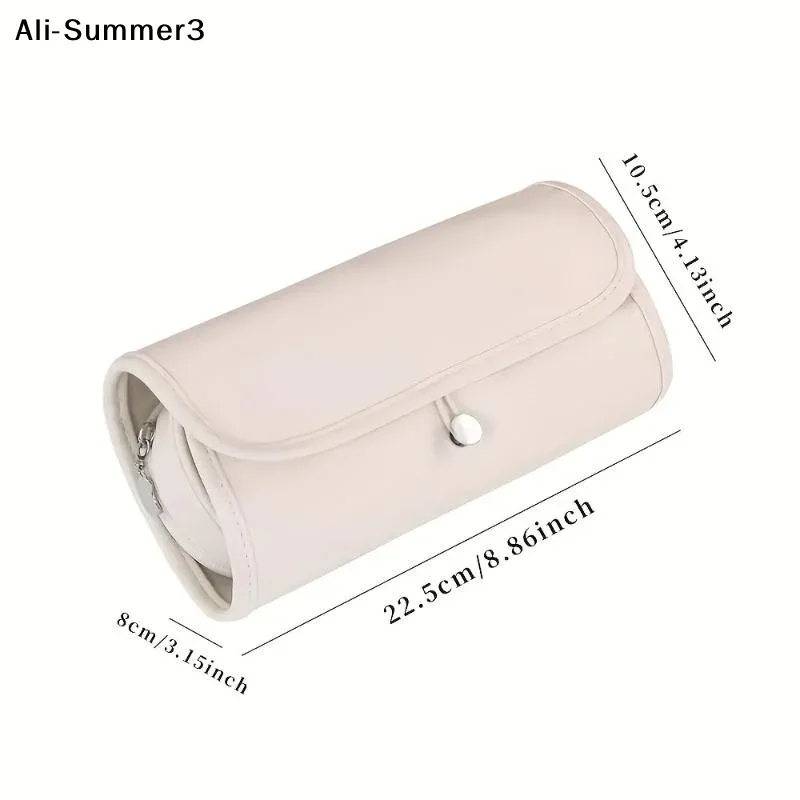 pochette cosmétique polyester rose pâle poches transparentes grande capacité design minimaliste rangement voyage femmes jeunes filles