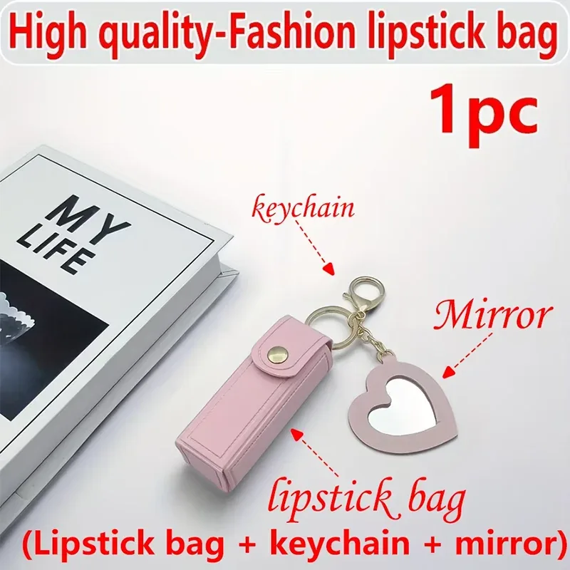 différentes couleurs disponibles, mini sac à rouge à lèvres portable avec miroir en forme de cœur, sac à rouge à lèvres portable avec miroir, petite trousse de maquillage