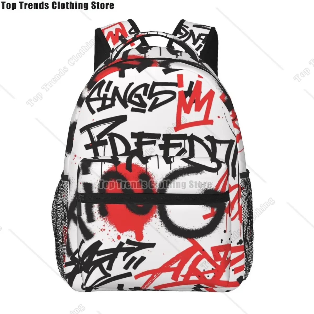 sac dos polyester imprimé graffiti omg savage symboles coeurs unisexe voyage école ordinateur portable