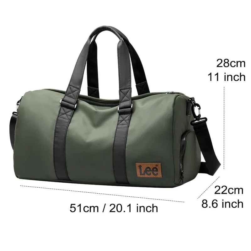 lee – sac polochon de voyage en cuir imperméable de haute qualité, compartiment à chaussures sec et humide, grand bagage d'entraînement, sac de fitness pour femmes et hommes