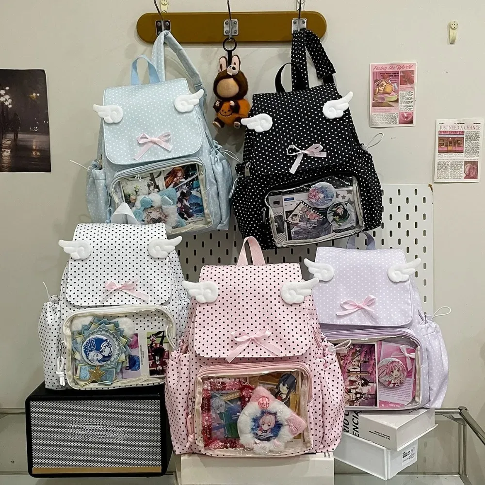Dot imprimer Mochilas Mujer doux arc épissé Mochila cordon poches sac adolescentes sac à dos nouveaux Ins sacs pour femme