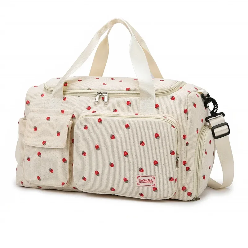 sac fourre-tout de voyage en velours côtelé, sac de voyage de grande capacité avec compartiment à chaussures, sacs de sport et de fitness pour femmes