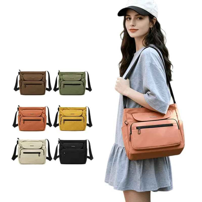 sac à main en nylon léger pour femmes, sac bandoulière, grande capacité, multi-compartiments, sac fourre-tout décontracté pour tous les jours, sac de voyage, sac à bandoulière