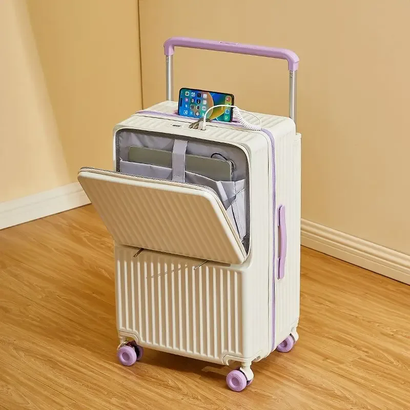 nouvelle valise à roulettes multifonctionnelle avec ouverture frontale pour ordinateur portable, bagage cabine 20 pouces, grande taille