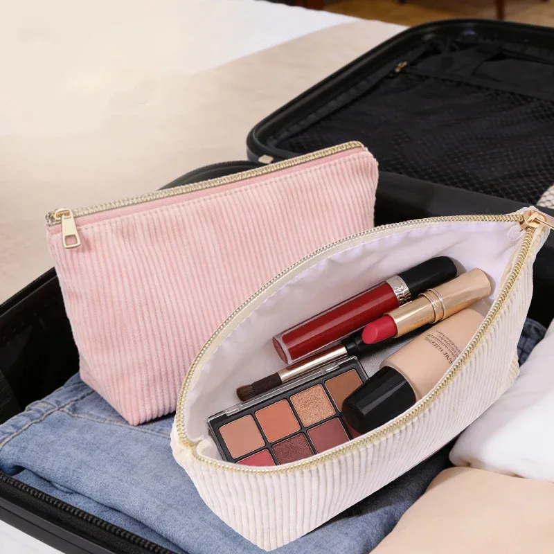 sac de rangement multi-usages en velours côtelé, grande capacité, organiseur de cosmétiques portable pour les voyages et les vacances, vente chaude