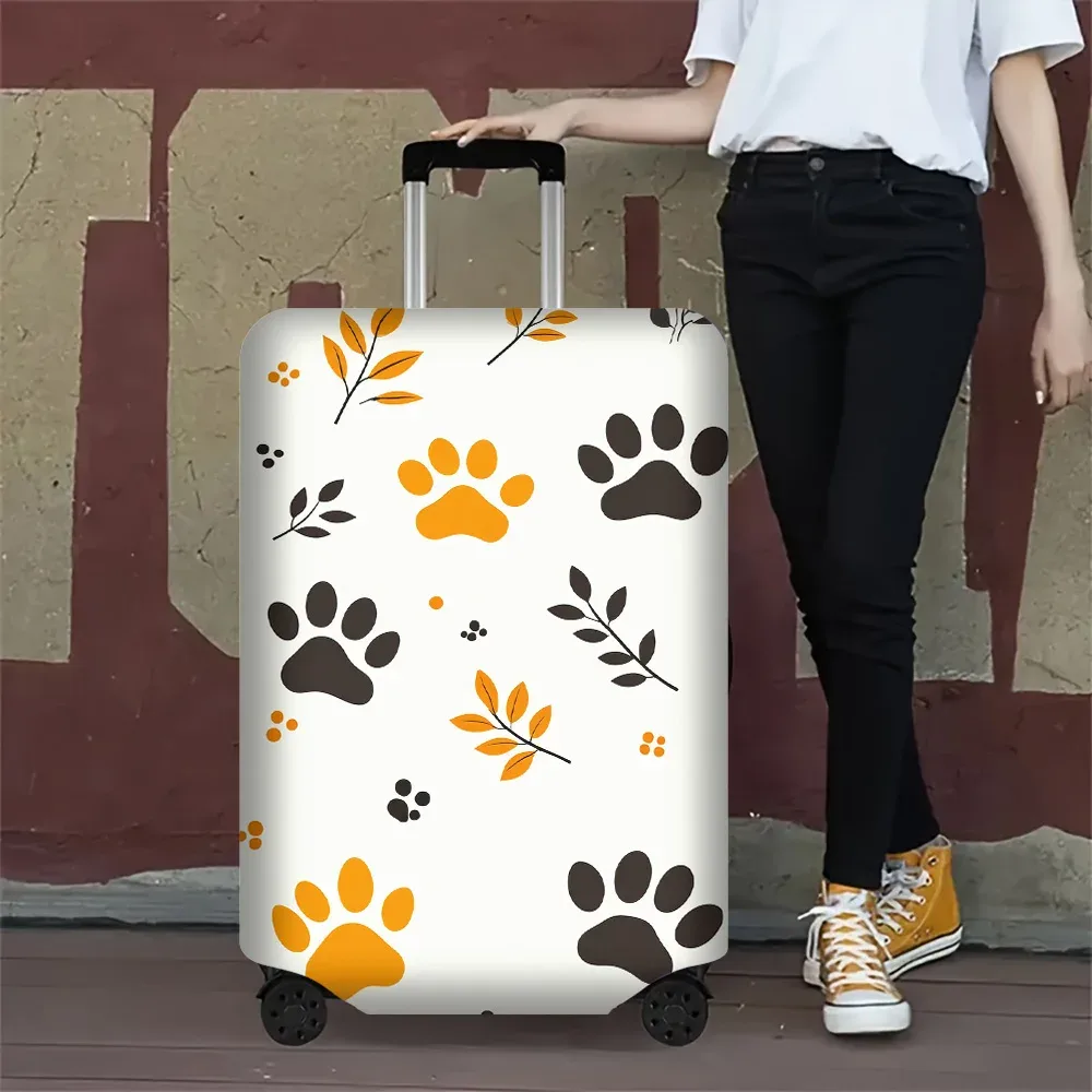 housse valise polyester motif pattes animal blanc bleu noir gris protection voyage grande taille