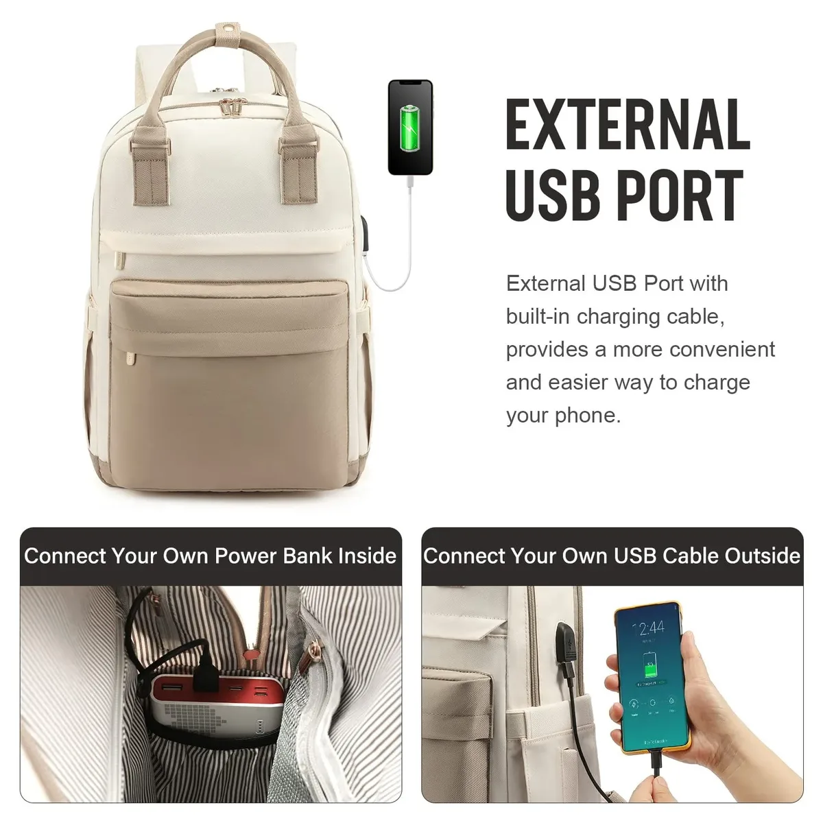 sac à dos pour ordinateur portable avec port de chargement usb, sac à dos d'affaires en cas de déchirure pour les voyages, sac à dos décontracté pour hommes et femmes, 14 pouces, 15 pouces