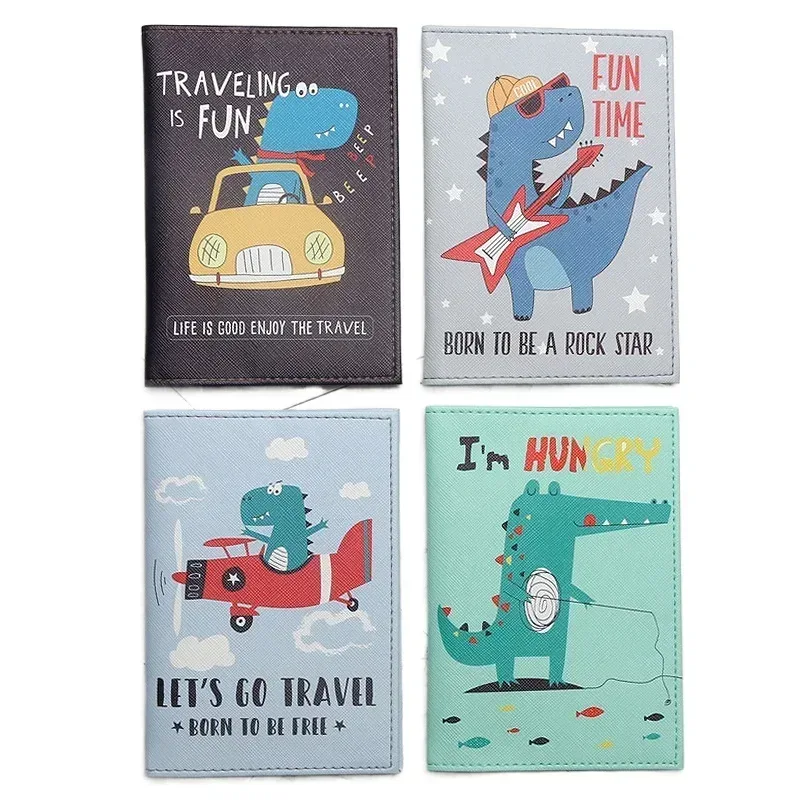 couverture de passeport en cuir de dessin animé mignon, 1 pièce, pour hommes, femmes et enfants, porte-passeport de voyage, porte-carte d'identité, portefeuille, accessoires d'embarquement portables