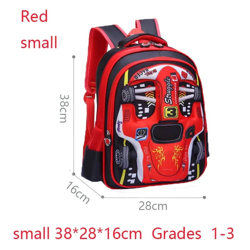 sac à dos de voiture 3d léger et étanche, sac à dos préscolaire pour enfants de la maternelle, pour jeunes garçons et filles, cartable primaire rouge bleu