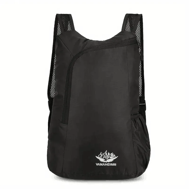 sac dos oxford université gris clair accents noirs motif montagne poche ouvrante pliable extensible capacité inférieure trente litres bandouliere confortable respirante