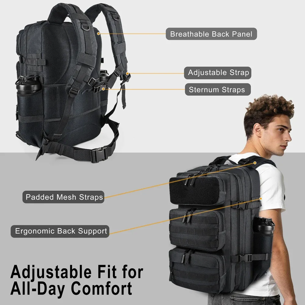 sac à dos tactique lhi 60l pour hommes, sac de sport, de voyage, d'affaires, de camping, de randonnée, avec compartiment pour chaussures