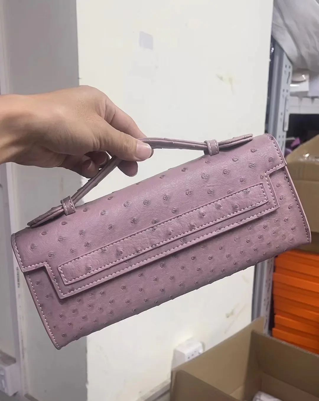 xmessun personnalisé motif d'autruche longue pochette en cuir pu sac fourre-tout de fête de haute qualité sacs à main de créateur ins sac à la mode