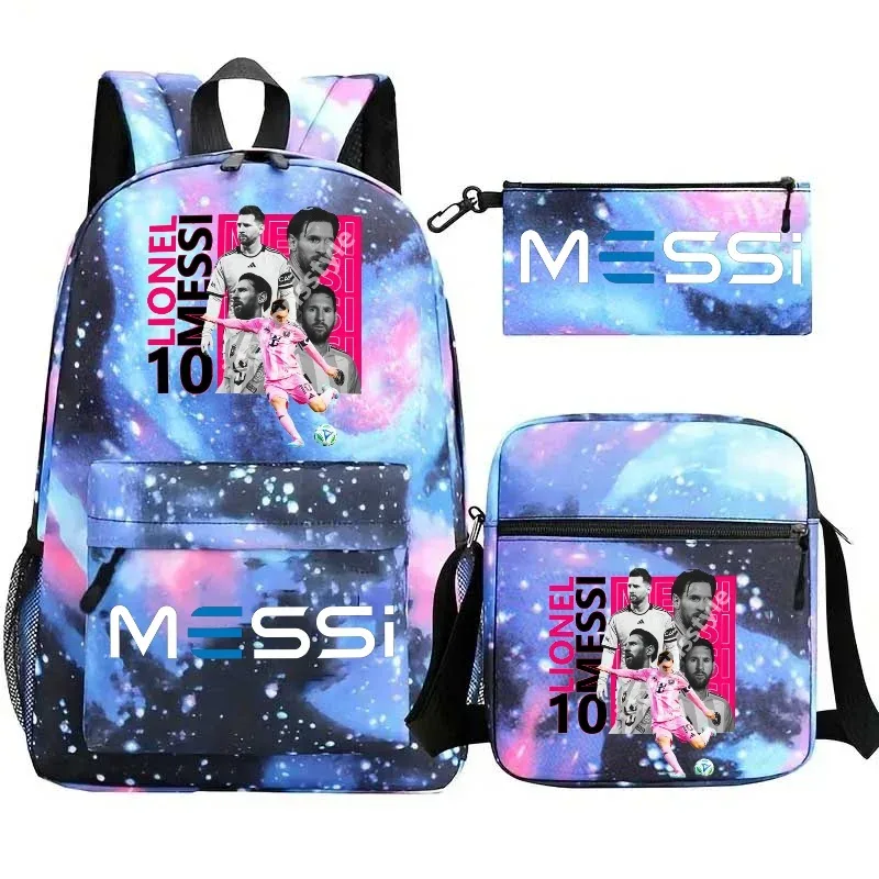 lot de 3 sacs à dos messi en nylon, simples, pour le sport, avec compartiment pour ordinateur portable, sacs à dos décontractés pour l'école, les voyages et les trajets quotidiens