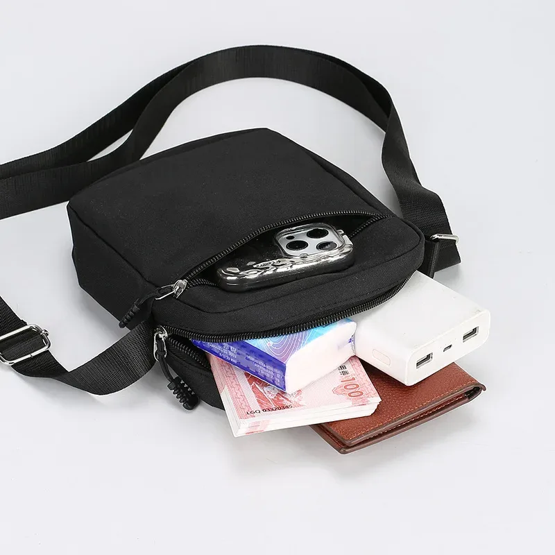 mini sac à bandoulière simple et décontracté pour hommes, petit sac à bandoulière en nylon pour hommes, sacoche noire oxford, sac à bandoulière latéral, sac de poitrine pour mari