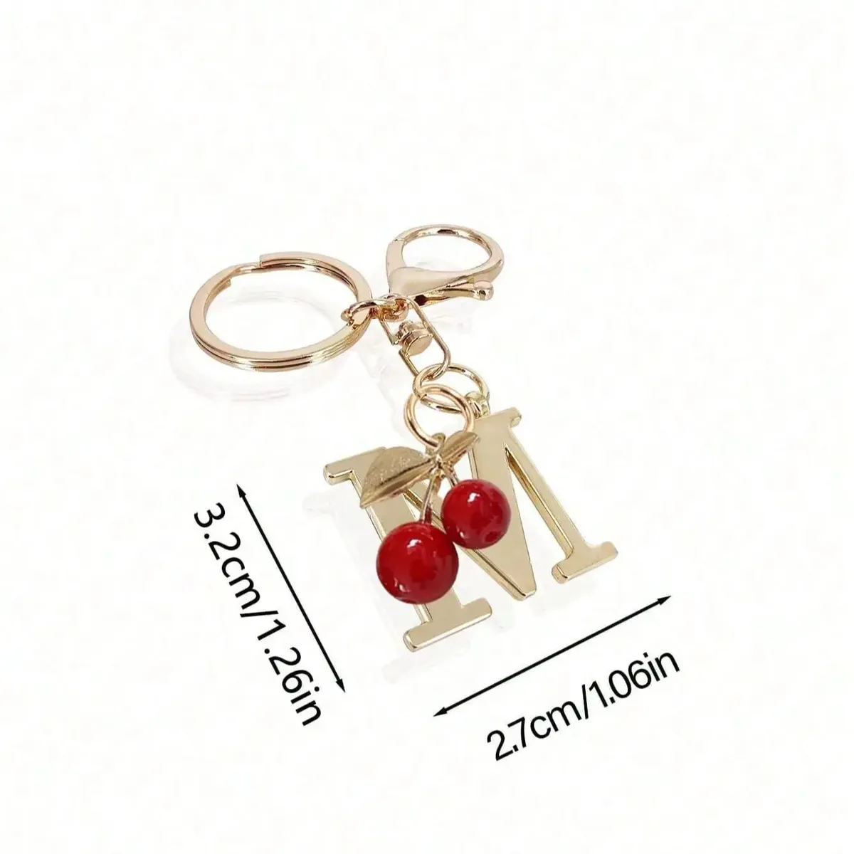 porte-clés élégant en or de qualité supérieure, pendentif 3d alphabet a-z, accessoire cœur rouge, anneau de porte-clés argenté tendance, pour sac/ordinateur portable