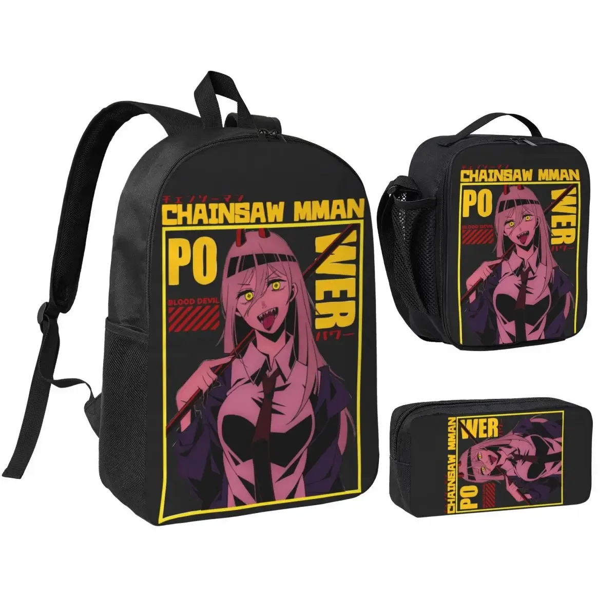 sac dos polyester noir motif graphique format rectangulaire bandoulière grande capacité voyage école université travailler transport documents ordinateur portable luncheon sac crayons