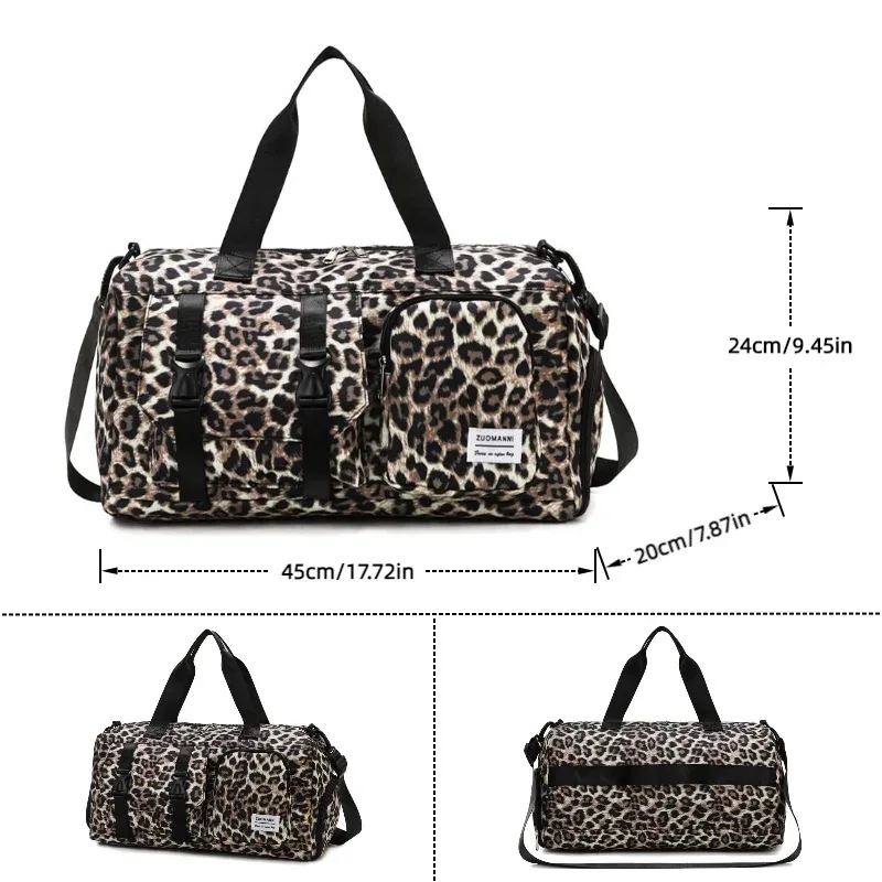sac de sport tendance à imprimé léopard, sac de week-end, idéal pour le fitness, les sports et les voyages en plein air