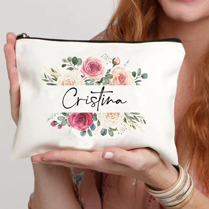 trousse à cosmétiques personnalisée avec nom, meilleur cadeau pour les enseignants de demoiselle d'honneur, femme, sœur, trousse de maquillage personnalisée, trousse de toilette tendance pour femmes