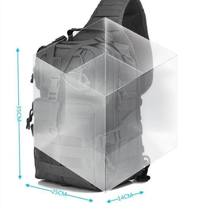 sac bandoulière tactique pour homme avec construction imperméable, idéal pour la randonnée, la pêche et une utilisation quotidienne