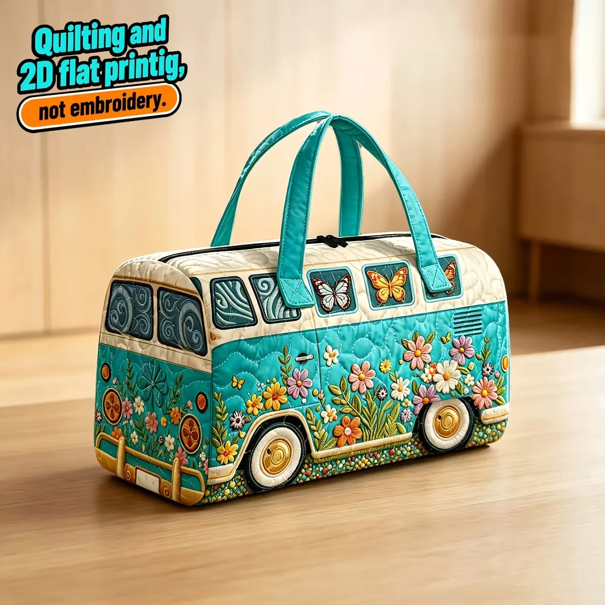 sac à dos matelassé 3d tendance - motif bus - grand sac de voyage - style bohème rétro - pour les déplacements quotidiens
