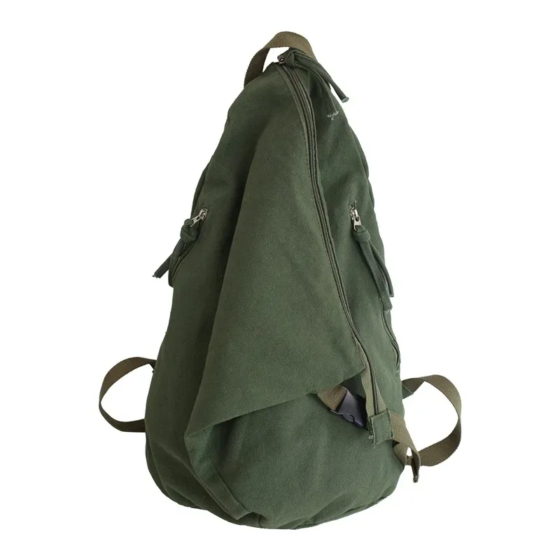 sac dos toile trapézoïdale poches latérales beige vert olive noir voyage étudiant lycéen unisexe