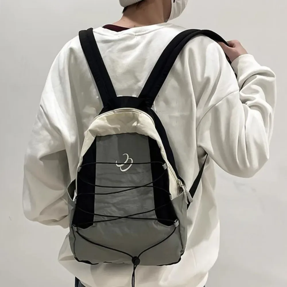 sac à dos léger en patchwork de couleurs contrastées, esthétique y2k, sacs à bandoulière en nylon, streetwear, polyvalent, sac d'école pour étudiants, voyage