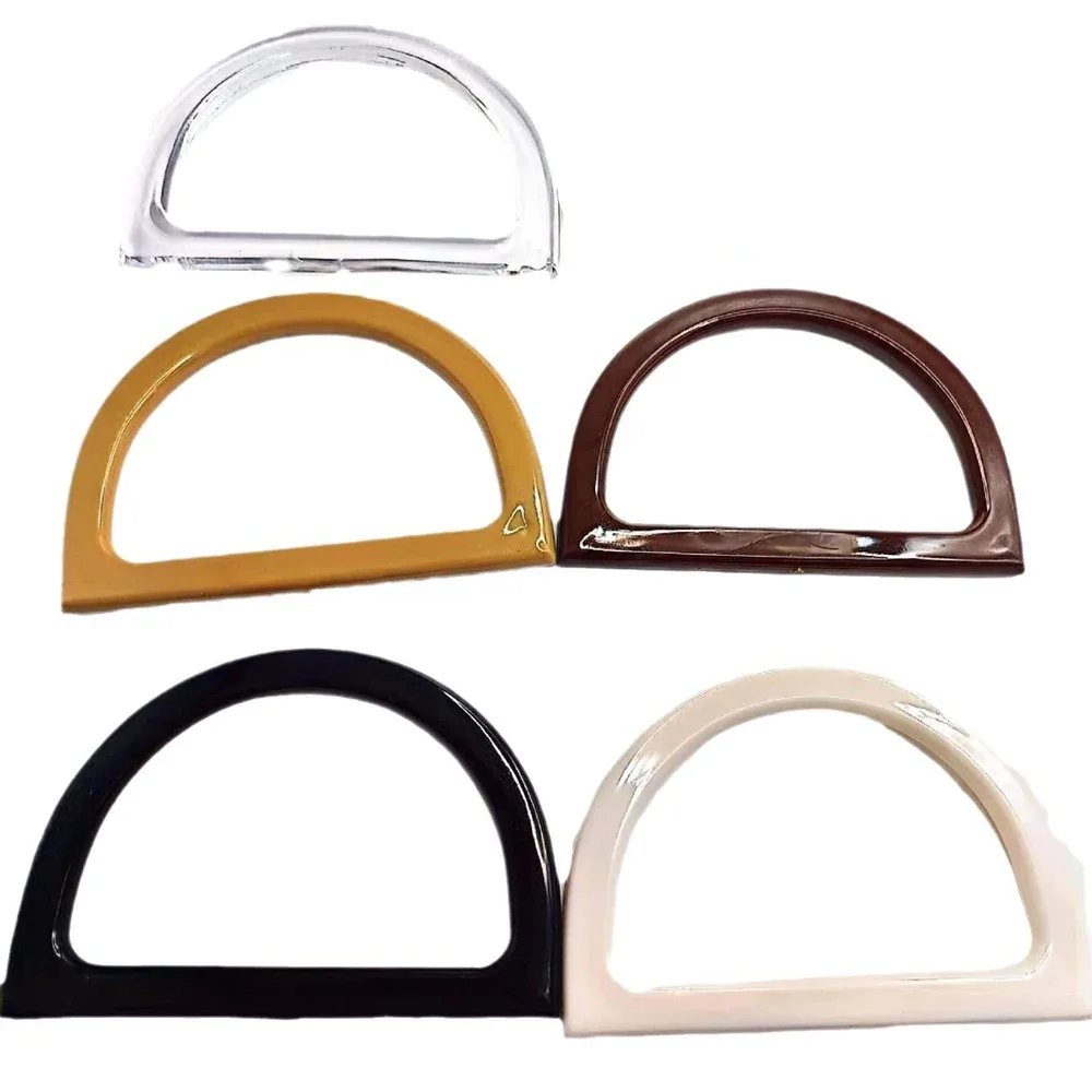 poignée plastique anneau semi-circulaire brillant transparent beige noir blanc crème triangle doré voyage customisation sac fourre-tout portefeuille main
