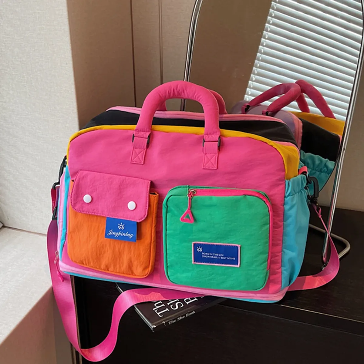 sac de voyage portable grande capacité pour hommes et femmes, sac de sport et de fitness, sac de transport durable en polyester, style urbain minimaliste