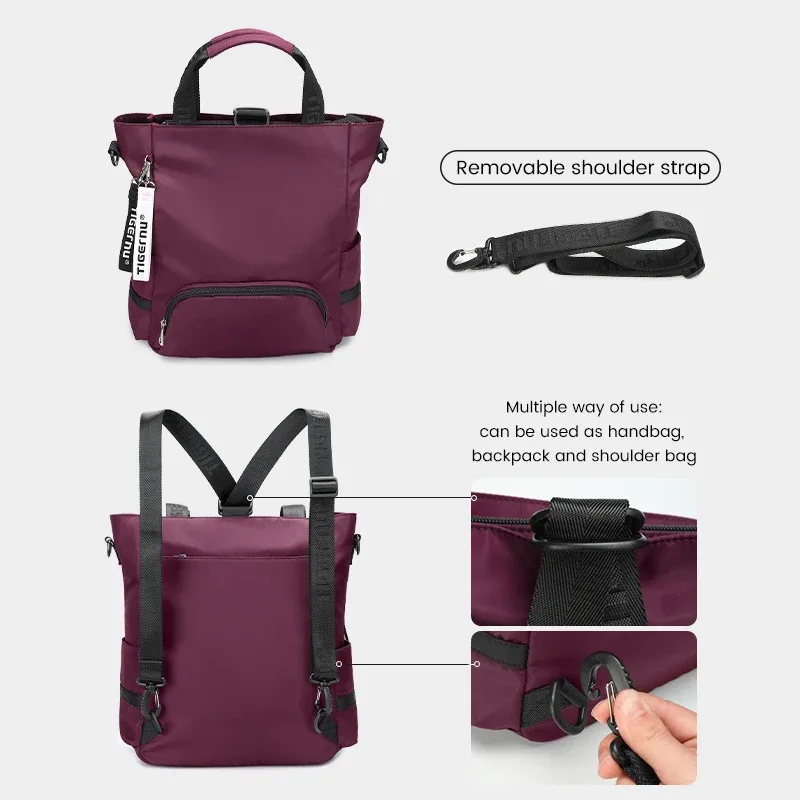 tigernu nouveau sac fourre-tout 3 en 1 avec fermeture éclair pour femmes sacs à dos d'école décontractés mode femme sac à bandoulière léger filles sacs à main