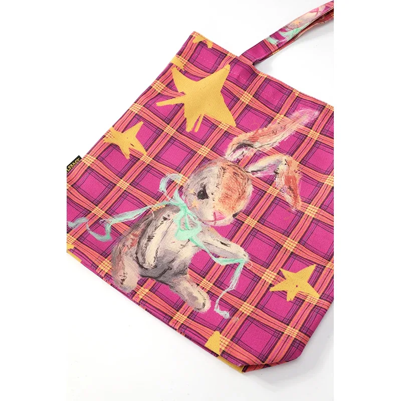 elfsack 2025 automne nouveauté y2k coloré peint à la main animal sac fourre-tout original art impression toile sac à bandoulière pour femme