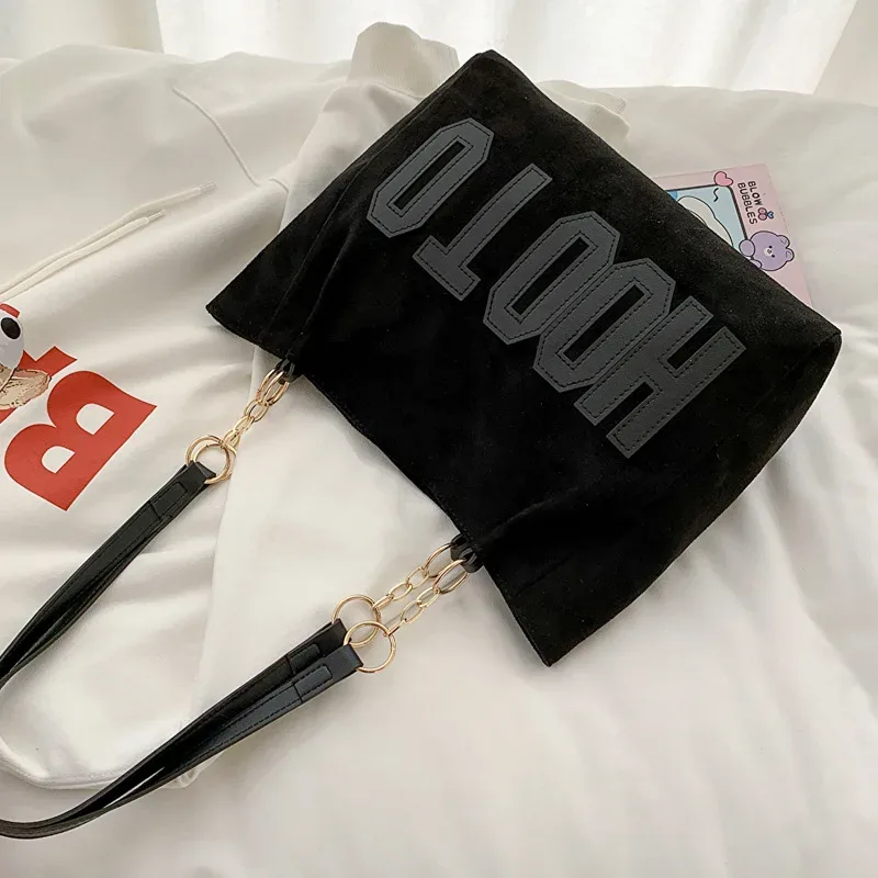 sac à bandoulière de couleur unie, sac fourre-tout avec lettres tendance, sac à main de campus en toile pour femmes, bureau, collège, travail, sacs à main de voyage bolsa