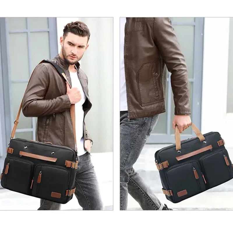 sac à dos personnalisé pour hommes, logo en nylon imperméable à trois usages, sac pour ordinateur portable 15.6/17.3 pouces