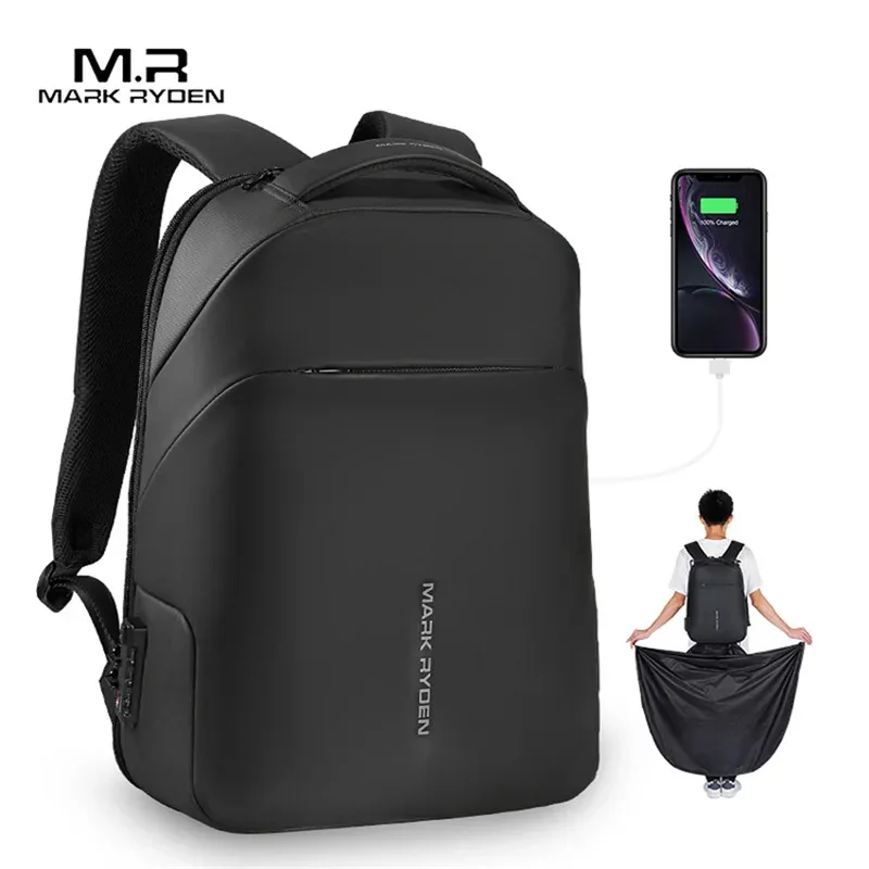 mark ryden anti-vol mode hommes sac à dos multifonctionnel étanche 15.6 pouces pochette d'ordinateur homme usb charge sac de voyage