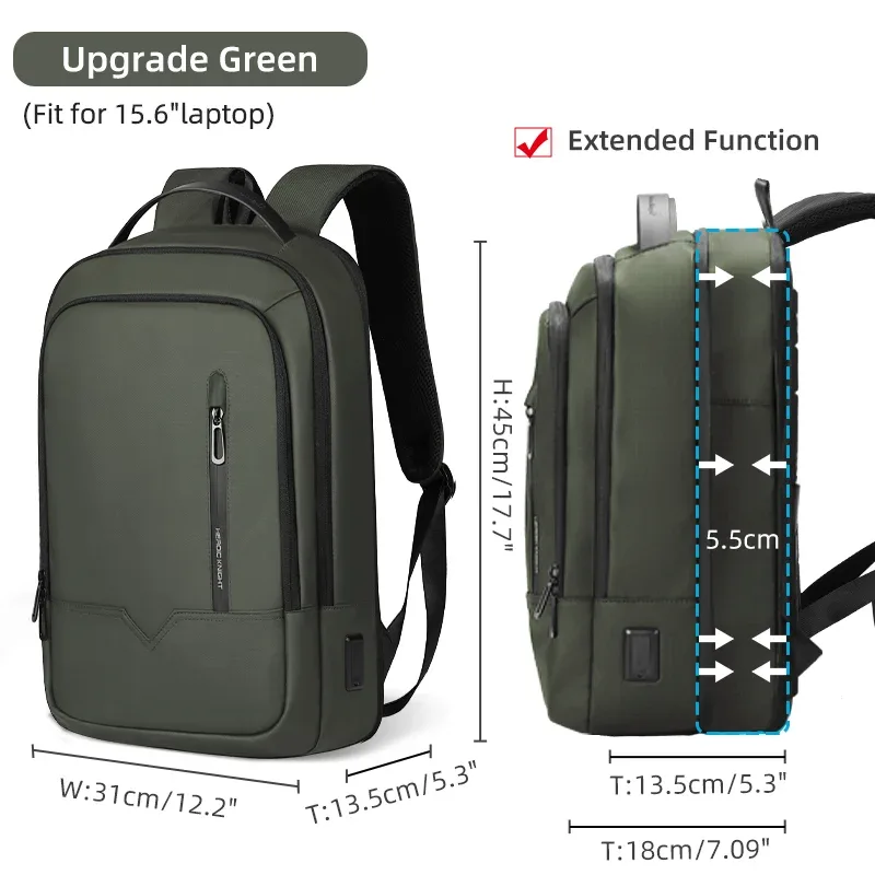 heroic knight slim homme sac à dos pour ordinateur portable sac d'école étanche avec chargement usb pour garçons adolescents sac à dos de luxe hommes en travail