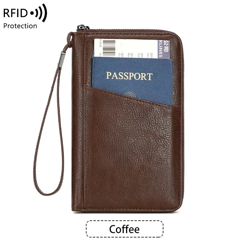 nouveau portefeuille à clip pour passeport de voyage pour femmes et hommes, porte-cartes multifonctionnel en cuir pu rfid, portefeuilles antivol, sac de rangement