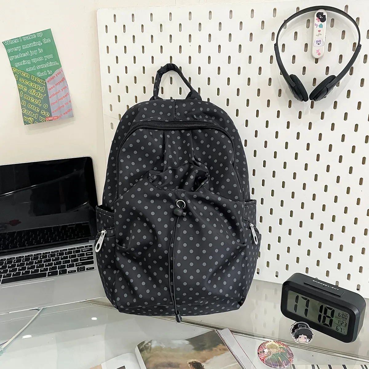 sac à dos à pois de style coréen, léger, pour voyage, école, sac à dos décontracté, grande capacité, pour ordinateur portable, sac à dos mignon pour l'extérieur