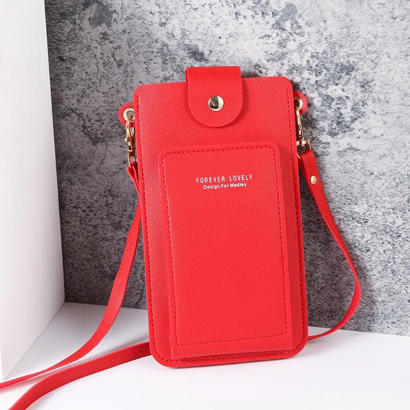 sac à bandoulière simple de couleur unie pour femmes, sac en bandoulière pour téléphone portable, portefeuille pour cartes de permis de conduire, nouvelle collection 2024