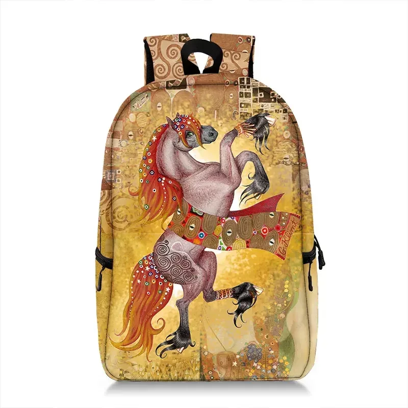 sac à dos peinture à l'huile de claude monet gustability klimt van gogh, cartable de nuit étoilée, baiser de tournesol, cartable de voyage pour femme