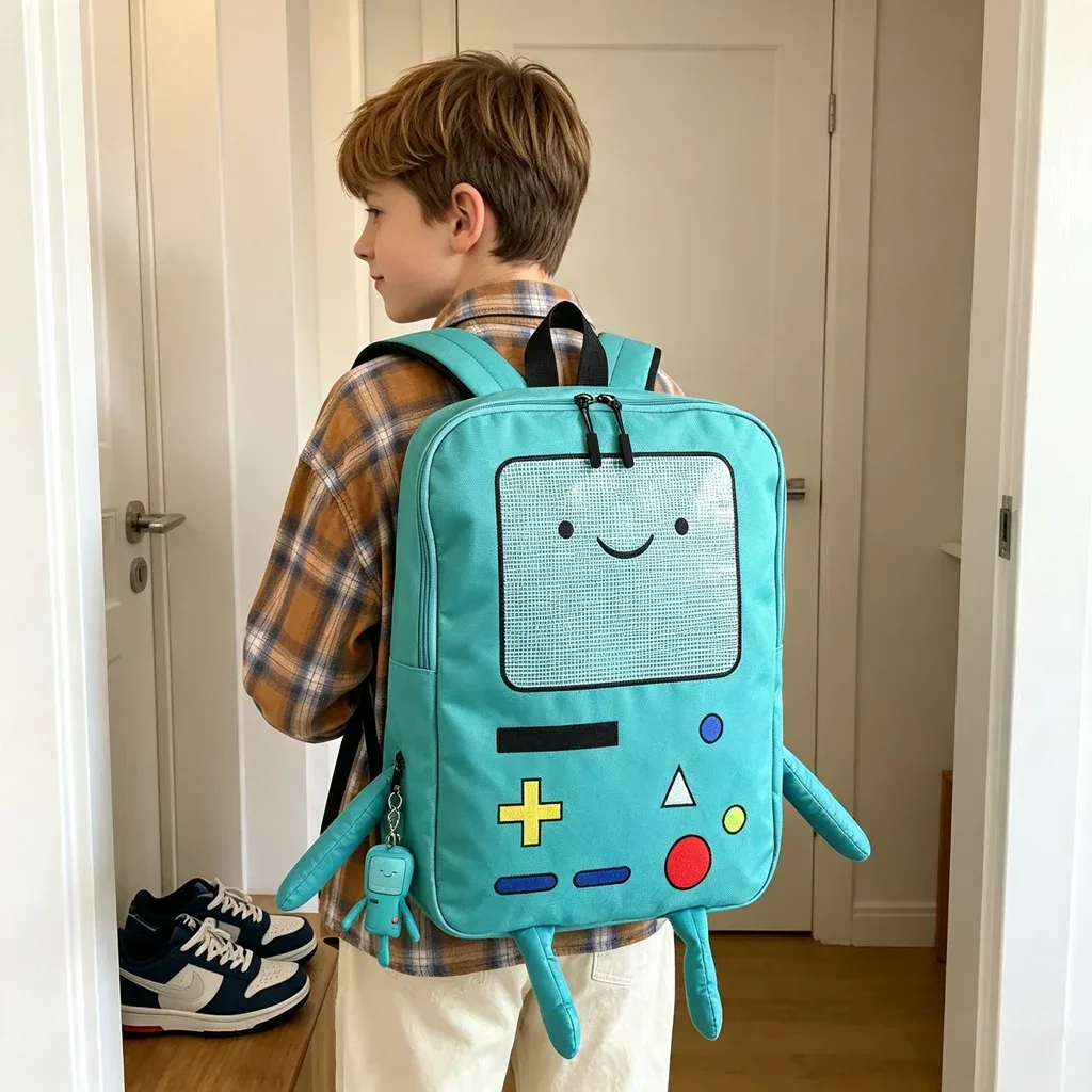 sac à dos scolaire en toile 14 pouces, motif robot 3d kawaii, unisexe, respirant, idéal pour la rentrée scolaire, cadeau de noël.
